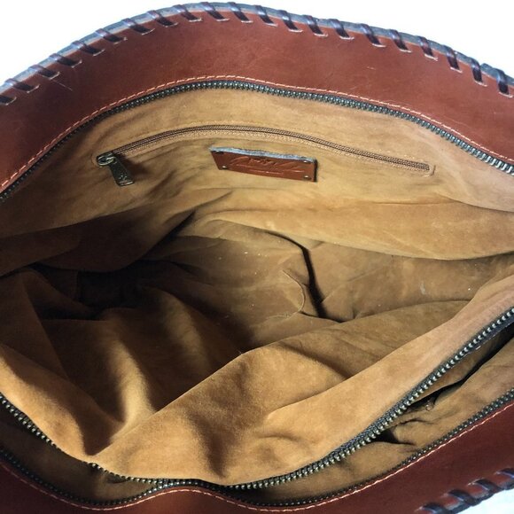 PATRICIA NASH Nevoso Patchwork Whip Stitch Leather Purse Double Zip Tote Bag - Picture 6 of 14